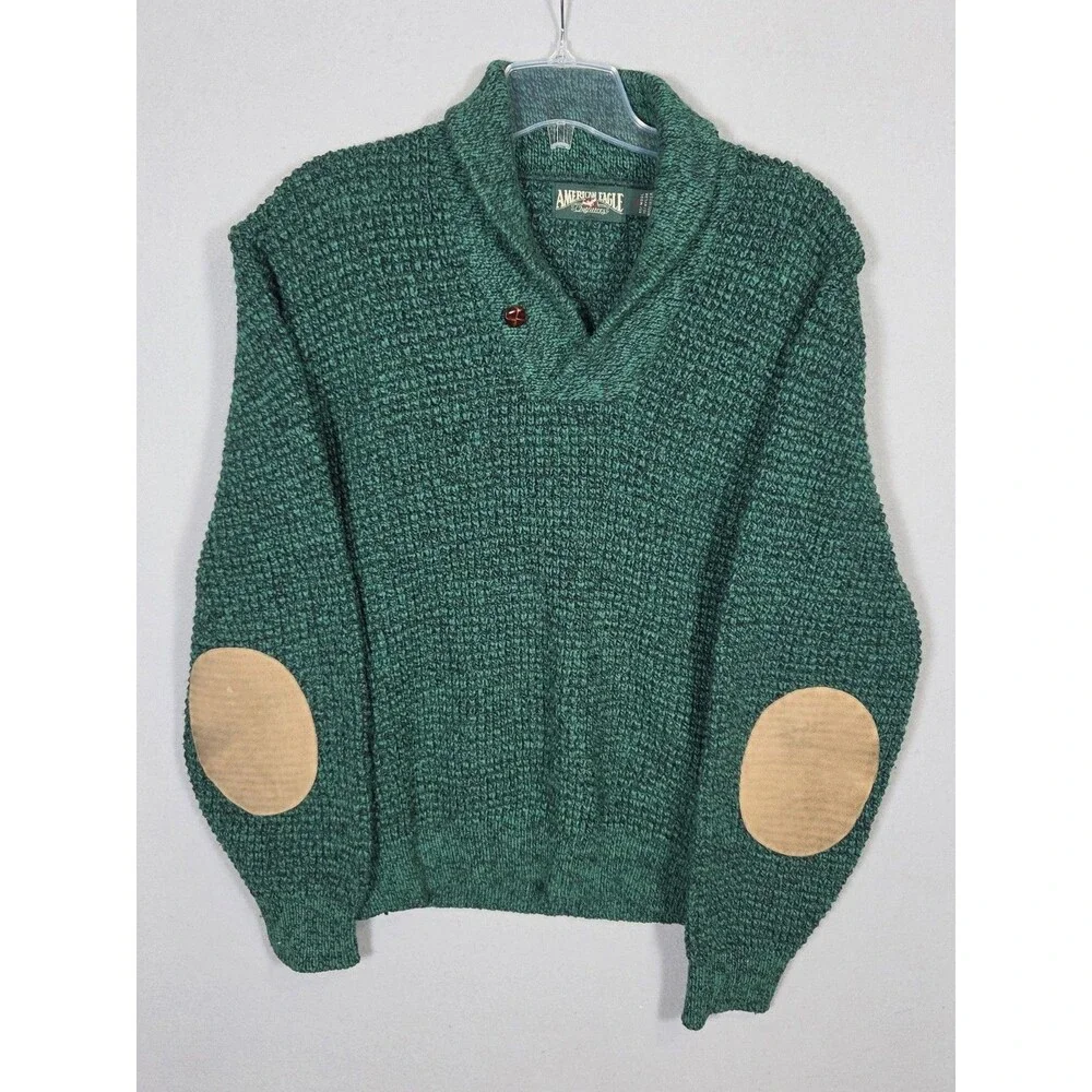 80s American Eagle Outfitters Sweater Mens L Waffle Knit Wool Blend Made In USA